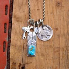 Load image into Gallery viewer, VINTAGE Snoopy with Sierra Bella turquoise Bar Pendant Reworked Necklace
