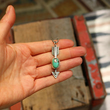Load image into Gallery viewer, Sterling Silver + Nacozari Turquoise with Pyrite Arrow Necklace