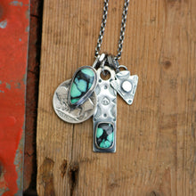 Load image into Gallery viewer, Emerald Rose Variscite Bar Pendant + Arrow Pendant Reworked Necklace