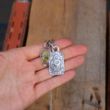 Load image into Gallery viewer, Sterling Silver Thunderbird Dog Tag + Royston Ribbon Turquoise Necklace