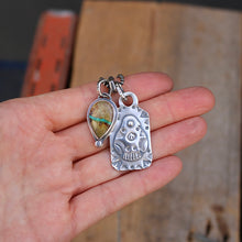 Load image into Gallery viewer, Sterling Silver Thunderbird Dog Tag + Royston Ribbon Turquoise Necklace