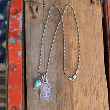Load image into Gallery viewer, Sterling Silver Thunderbird Dog Tag + Sierra Bella turquoise Necklace