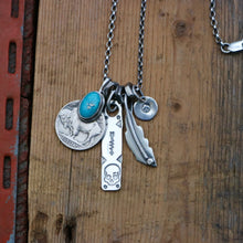 Load image into Gallery viewer, Nacozari turquoise + Buffalo Nickel with Bar Pendant Reworked Necklace