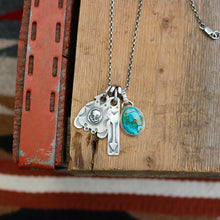Load image into Gallery viewer, Sonoran Mountain turquoise Pendant + Thunderbird Pendant Reworked Necklace