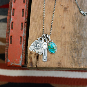 Sonoran Mountain turquoise Pendant + Thunderbird Pendant Reworked Necklace