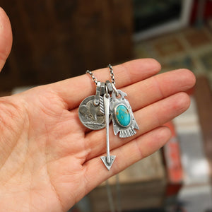 Bandits Mine turquoise Thunderbird + Arrow Reworked Necklace
