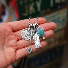Load image into Gallery viewer, Apache Nugget turquoise Pendant + Buffalo Nickel Reworked Necklace