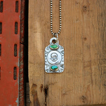 Load image into Gallery viewer, Sonoran Mountain Turquoise + Skull Dog Tag Necklace