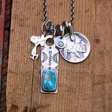 Load image into Gallery viewer, VINTAGE Snoopy with Sierra Bella turquoise Bar Pendant Reworked Necklace