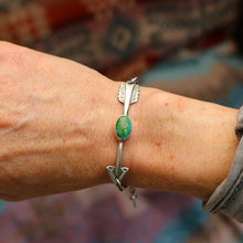 Load image into Gallery viewer, Sterling silver Arrow + Sonoran Mountain Turquoise Bracelet