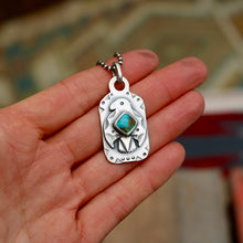 Load image into Gallery viewer, Sterling Silver Thunderbird with Bandits Mine turquoise Dog Tag Necklace