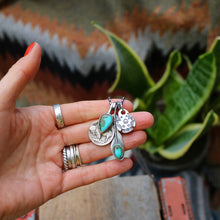 Load image into Gallery viewer, Sonoran Mountain turquoise Feather Pendant + Sterling Thunderbird Reworked Necklace