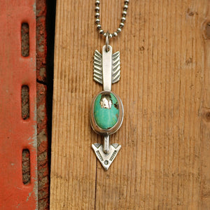 Sterling Silver + Nacozari Turquoise with Pyrite Arrow Necklace