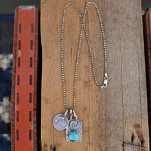 Load image into Gallery viewer, Nacozari Turquoise + Sterling Silver Skull Dog Tag Necklace