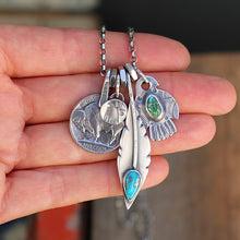 Load image into Gallery viewer, Sonoran Mountain turquoise Thunderbird + Feather Reworked Necklace