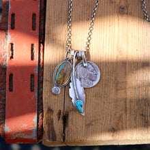 Load image into Gallery viewer, Royston Turquoise Pendant + Sierra Bella Feather Pendant Reworked Necklace