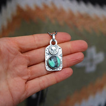 Load image into Gallery viewer, Rose Emerald Variscite + Sterling Silver Skull Dog Tag Necklace