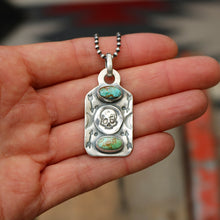 Load image into Gallery viewer, Pilot Mountain turquoise + Sterling Silver Skull Dog Tag Necklace