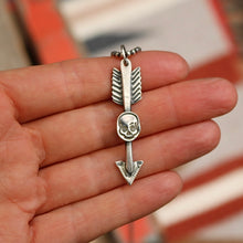 Load image into Gallery viewer, Sterling Silver Skull + Arrow Necklace