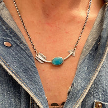 Load image into Gallery viewer, Sterling Silver + Nacozari Turquoise Arrow Necklace