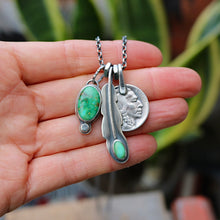 Load image into Gallery viewer, Sonoran Mountain turquoise Feather Pendant + Nickel Reworked Necklace