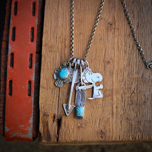Load image into Gallery viewer, VINTAGE Snoopy with Sierra Bella turquoise Bar Pendant + Thunderbird Reworked Necklace