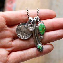 Load image into Gallery viewer, Sonoran Mountain turquoise Feather + Pendant Reworked Necklace