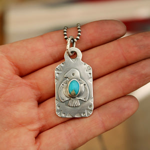 Thunderbird + Nacozari Turquoise Dog Tag Necklace