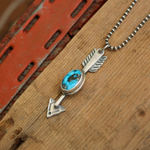 Sterling Silver + Blue Moon Turquoise Arrow Necklace