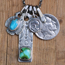 Load image into Gallery viewer, Sonoran mountain turquoise Bar Pendant + Sierra Bella Turquoise Thunderbird Reworked Necklace