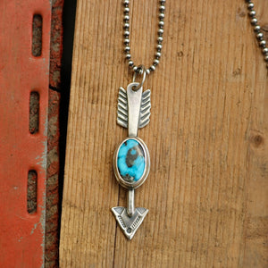Sterling Silver + Blue Moon Turquoise Arrow Necklace