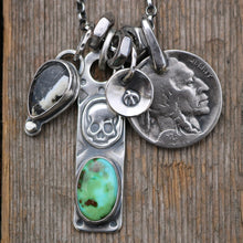 Load image into Gallery viewer, Sonoran Mountain turquoise Bar Pendant + White Buffalo Pendant Reworked Necklace