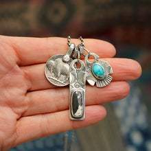 Load image into Gallery viewer, White Buffalo Bar Pendant + Sierra Bella Turquoise Thunderbird Reworked Necklace