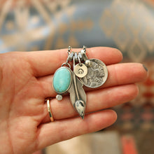 Load image into Gallery viewer, Pilot Mountain Turquoise Pendant + White Buffalo Feather Pendant Reworked Necklace