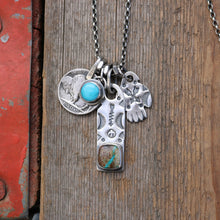 Load image into Gallery viewer, Royston Ribbon turquoise Bar Pendant + Thunderbird Reworked Necklace