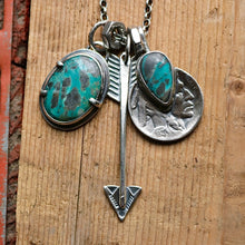 Load image into Gallery viewer, Apache Nugget turquoise Pendant + Nickel Reworked Necklace