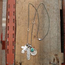 Load image into Gallery viewer, Vintage Snoopy pendant with Royston turquoise  + 1915 Nickel Reworked Necklace