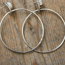 Load image into Gallery viewer, Kingman Turquoise + Sterling Silver Hoop Post Earrings