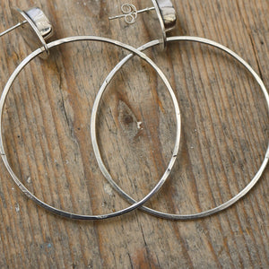 Kingman Turquoise + Sterling Silver Hoop Post Earrings