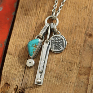 Number 8 turquoise pendant + Thunderbird Necklace