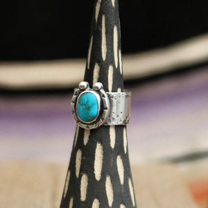 Turquoise Mountain + Sterling Horseshoe Ring - UK R / US 8.5