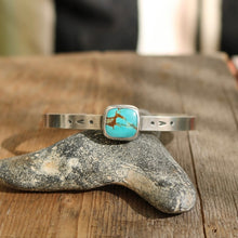 Load image into Gallery viewer, Sterling silver + Number 8 Turquoise cuff - 7”
