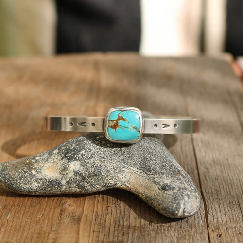 Sterling silver + Number 8 Turquoise cuff - 7”
