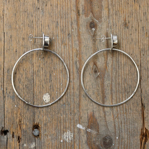Kingman Turquoise + Sterling Silver Hoop Post Earrings