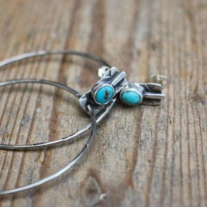 Kings Manassa Turquoise + Sterling Silver Hoop Post Earrings