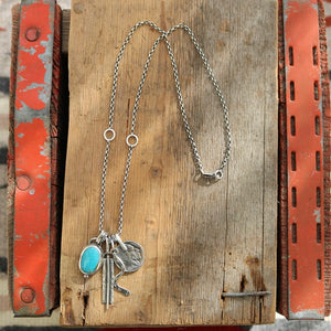Cumpas Turquoise pendant + 1926 Nickel Reworked Necklace