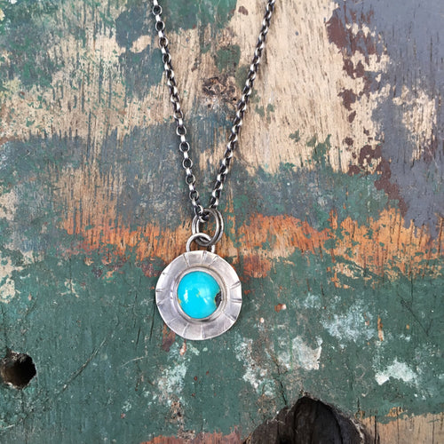 Blue Gem Turquoise Sun Necklace #8