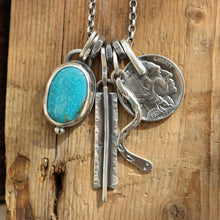 Load image into Gallery viewer, Cumpas Turquoise pendant + 1926 Nickel Reworked Necklace