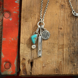 Number 8 turquoise pendant + Thunderbird Necklace