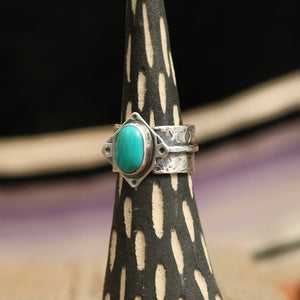 Iron Maiden Turquoise + Sterling Ring - UK S / US 9